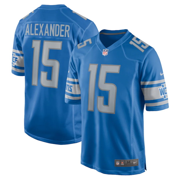 mens nike maurice alexander blue detroit lions player game jersey